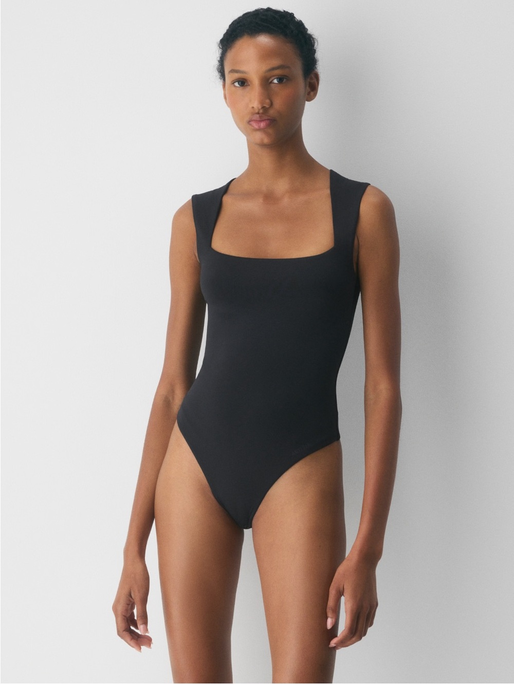 Zara Black Square-Neck Bodysuit